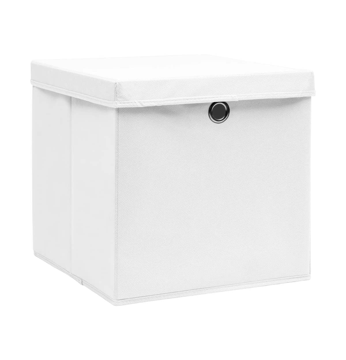 vidaXL Storage Boxes with Covers 4 pcs 11"x11"x11" White
