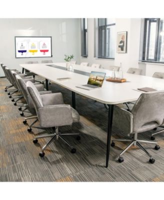 Adjustable Hollow Mid Back Leisure Office Chair with Armrest-Gray