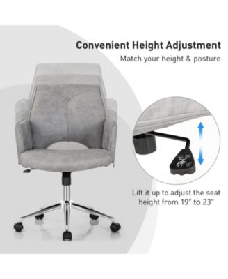 Adjustable Hollow Mid Back Leisure Office Chair with Armrest-Gray