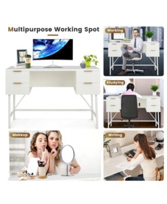 48 Inch Home Office Computer Desk with 4 Drawers-White
