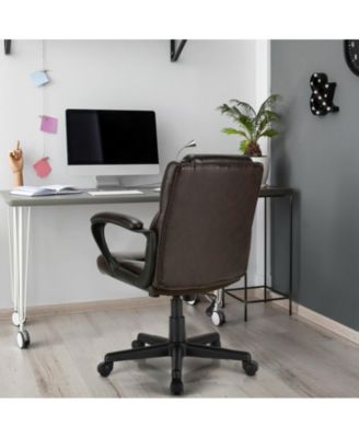 1 PC Adjustable Leather Executive Office Chair Computer Desk Chair with Armrest