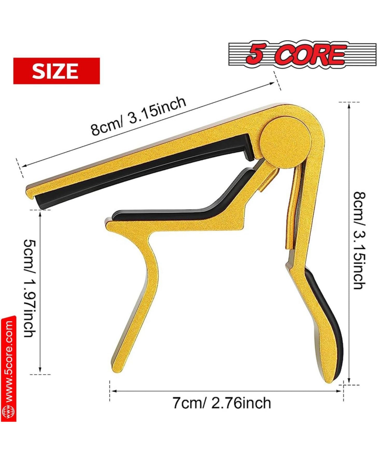 5 Core Capo Acoustic Electric Guitar 6 String Kapo Classic Clip For Banjo Mandolin Ukulele -- 2PCS - Gold