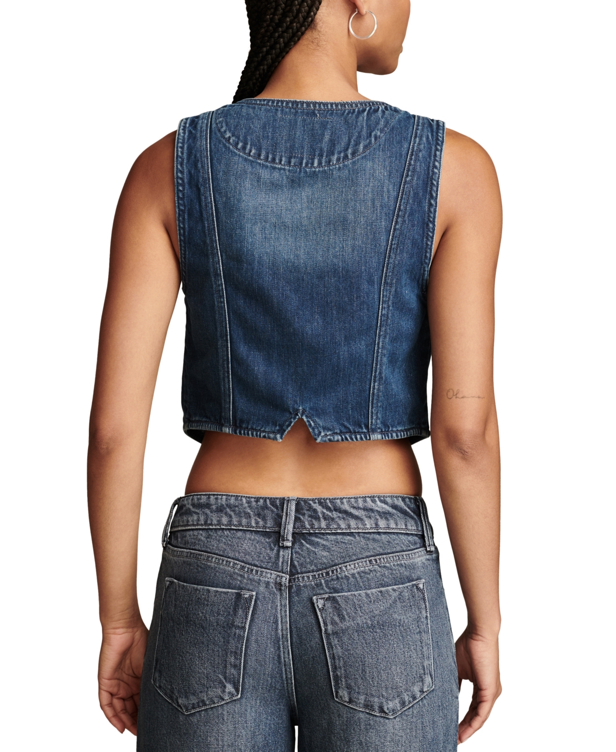 Lucky Brand Women's Lucky Cropped Tailored Denim Vest