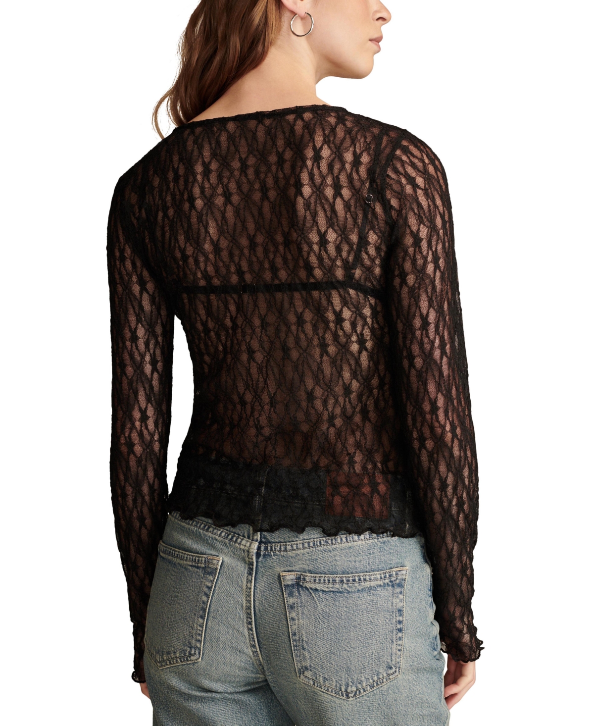 Lucky Brand Women's Lace Layering Long-Sleeve Top