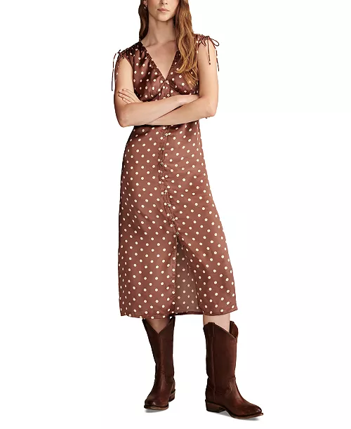 women's satin button-front midi dress