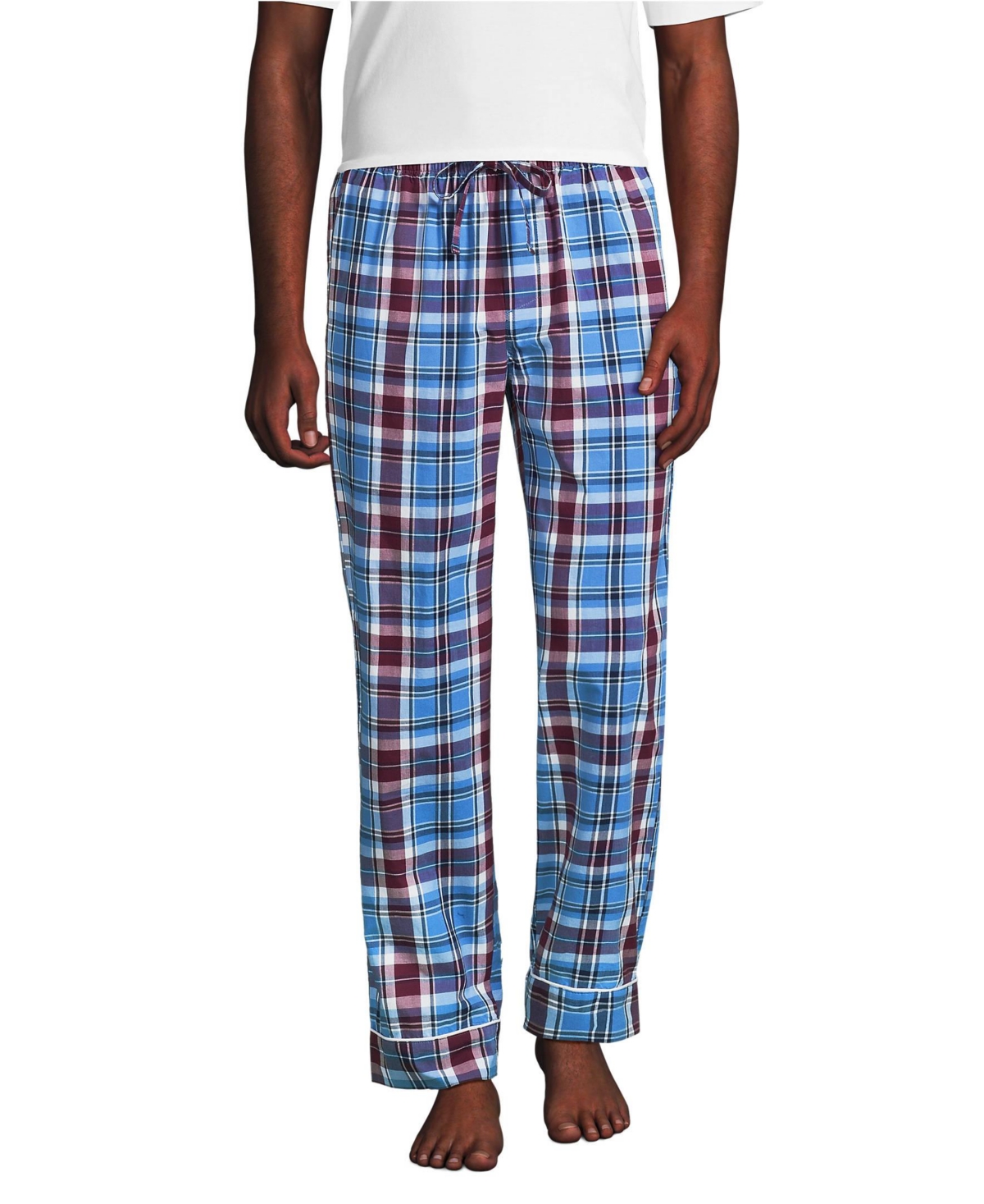 Lands' End Big & Tall Essential Pajama Pants -navy plaid