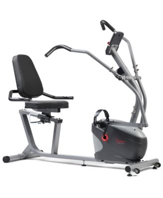Compact Performance Recumbent Bike with Dual Motion Arm Exercisers & Exclusive SunnyFit App Enhanced Bluetooth Connectivity