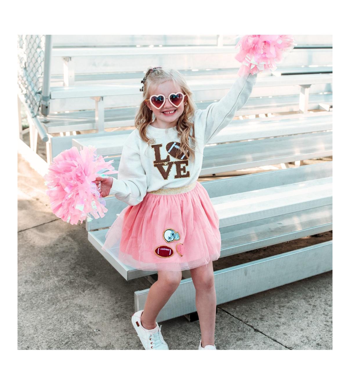 Sweet Wink Toddler Girls Football Love Patch Sweatshirt