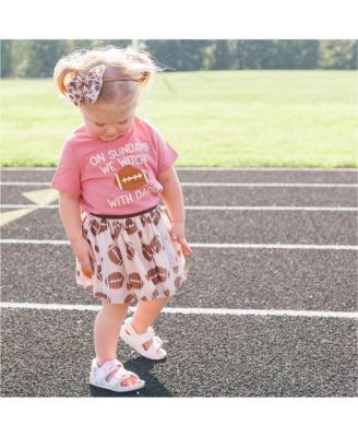 Toddler Girls Football Sundays With Daddy Short Sleeve T-Shirt