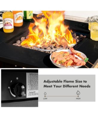 28 Inch Propane 50 000 BTU Patio Square Gas Fireplace with Lava Rock-Black