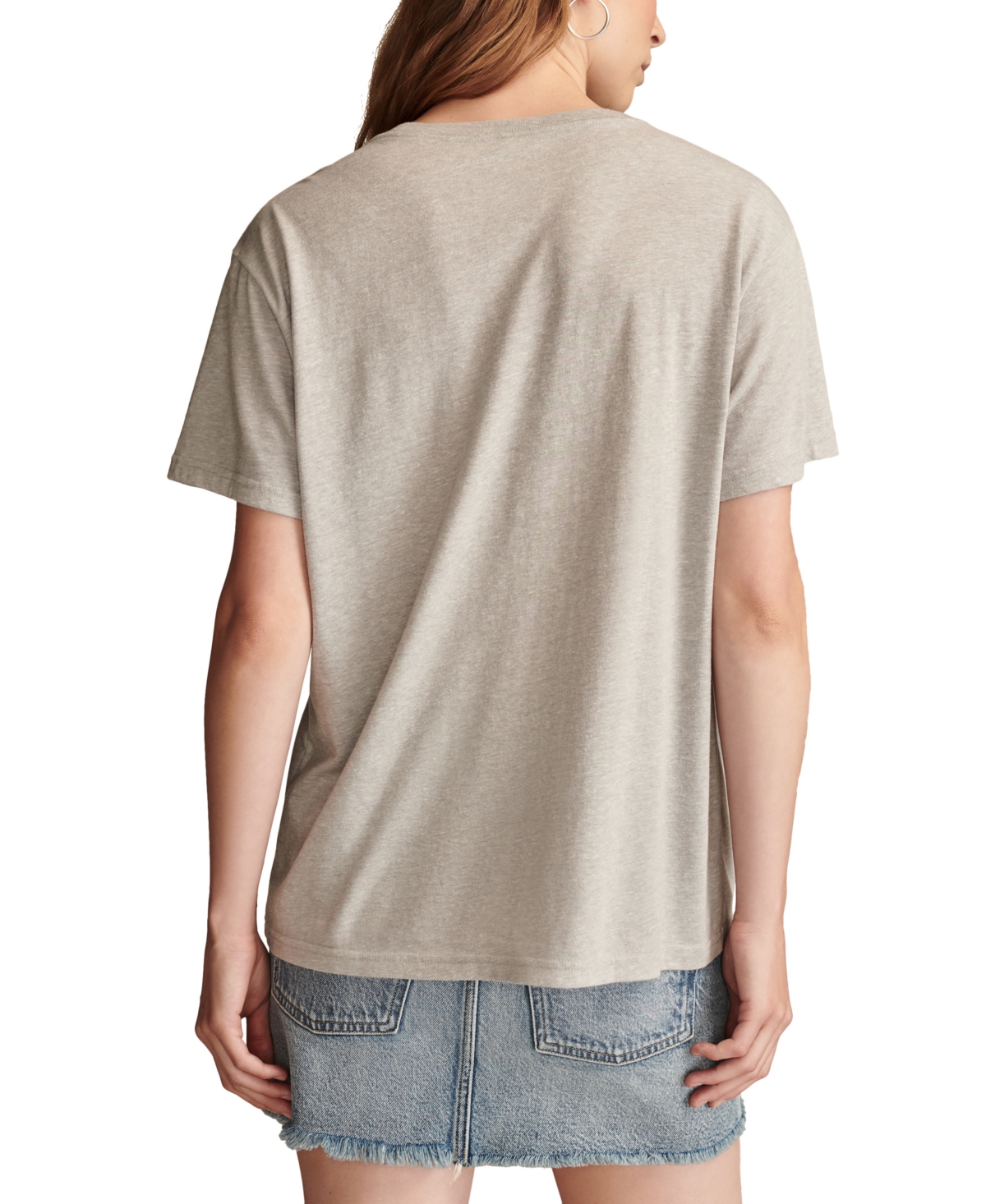 Lucky Brand Women's Floral Embroidered Cotton Boyfriend T-Shirt