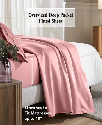 650-TC Egyptian Cotton Solid Deep Pocket Sheet Set, Twin XL