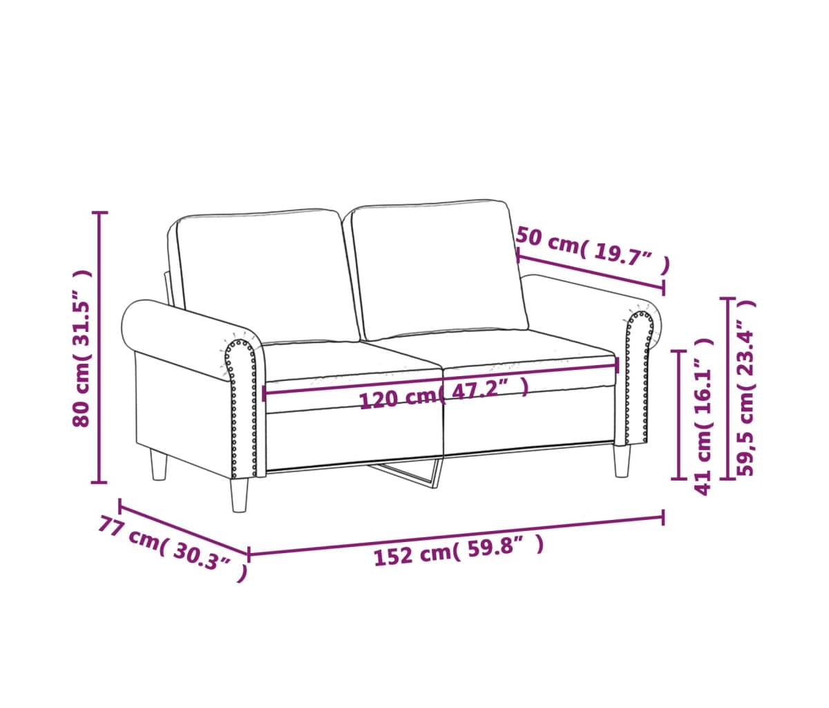 vidaXL 2-Seater Sofa Light Gray 47.2