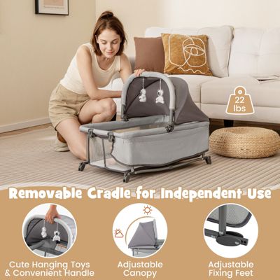 5 in 1 Portable Baby Playard Nursery Center with Cradle & Storage Basket