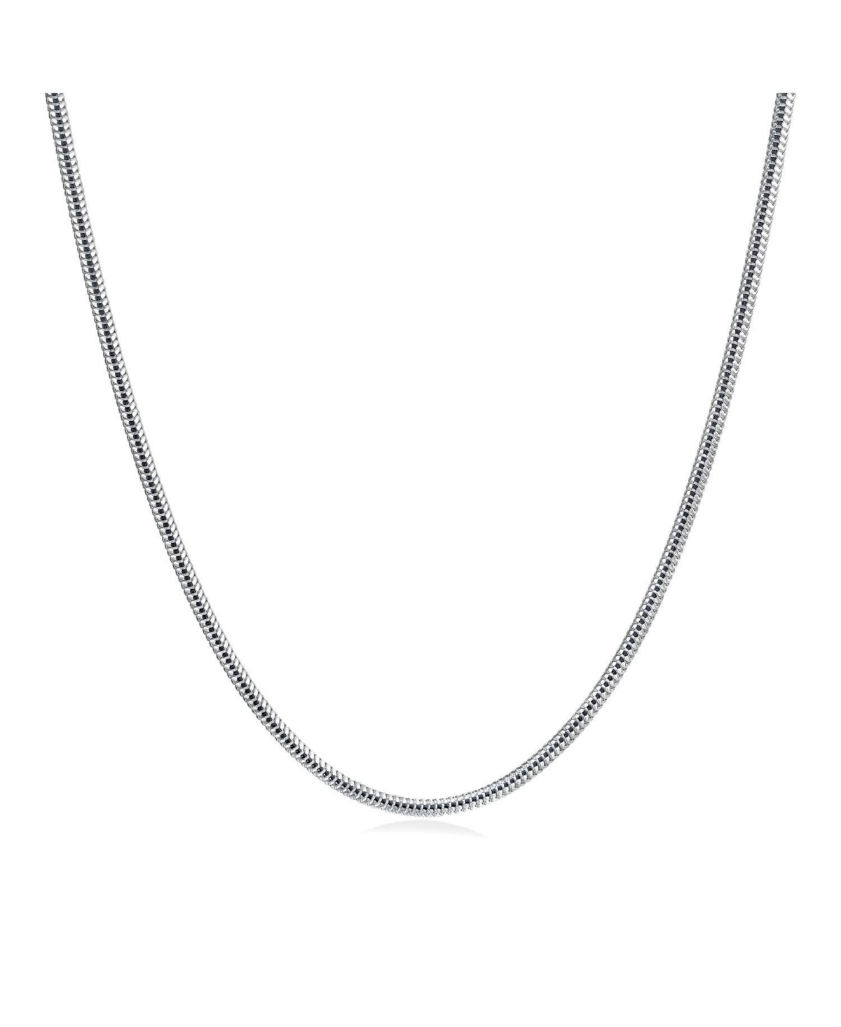 Bling Jewelry Flexible Strong Thick 320 Gauge 3MM SterlingMagic 8-Sided Snake Chain Necklace For Women and Men Inch - Silver