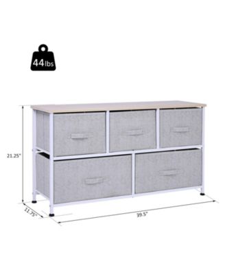 40" L Chest of Drawer, 5 Drawer Dresser Unit Horizontal Storage