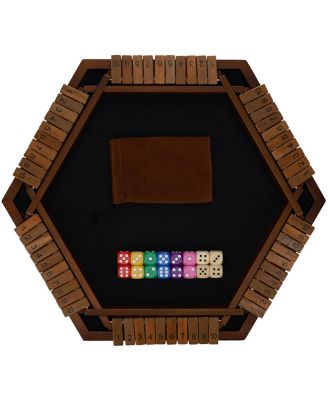 6 Player 14 in. Shut The Box Board Game, Walnut Stained Wood