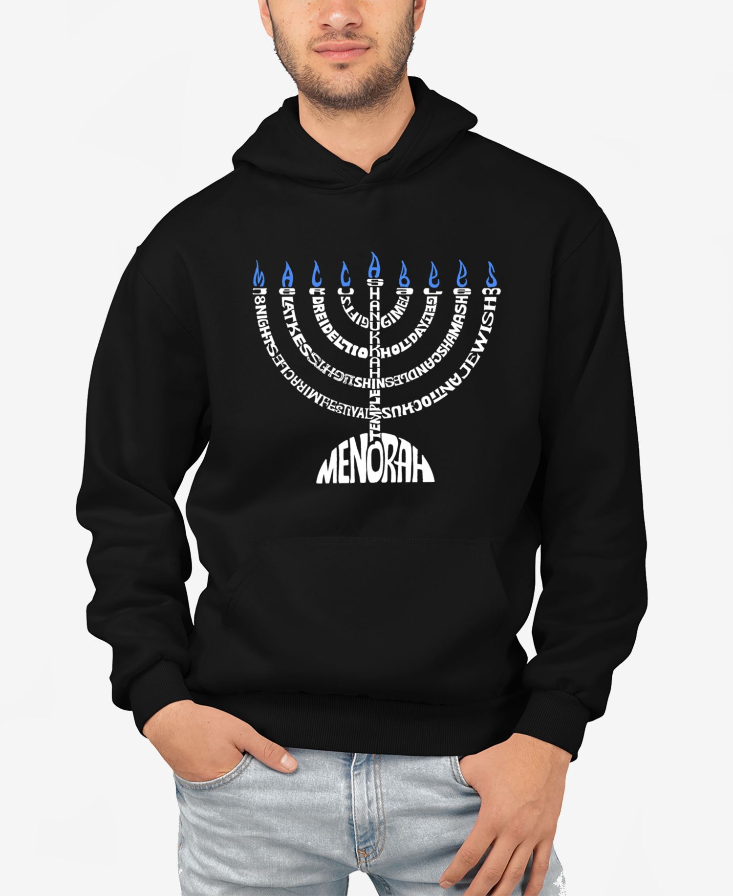 Men's Menorah Word Art Hooded Sweatshirt
