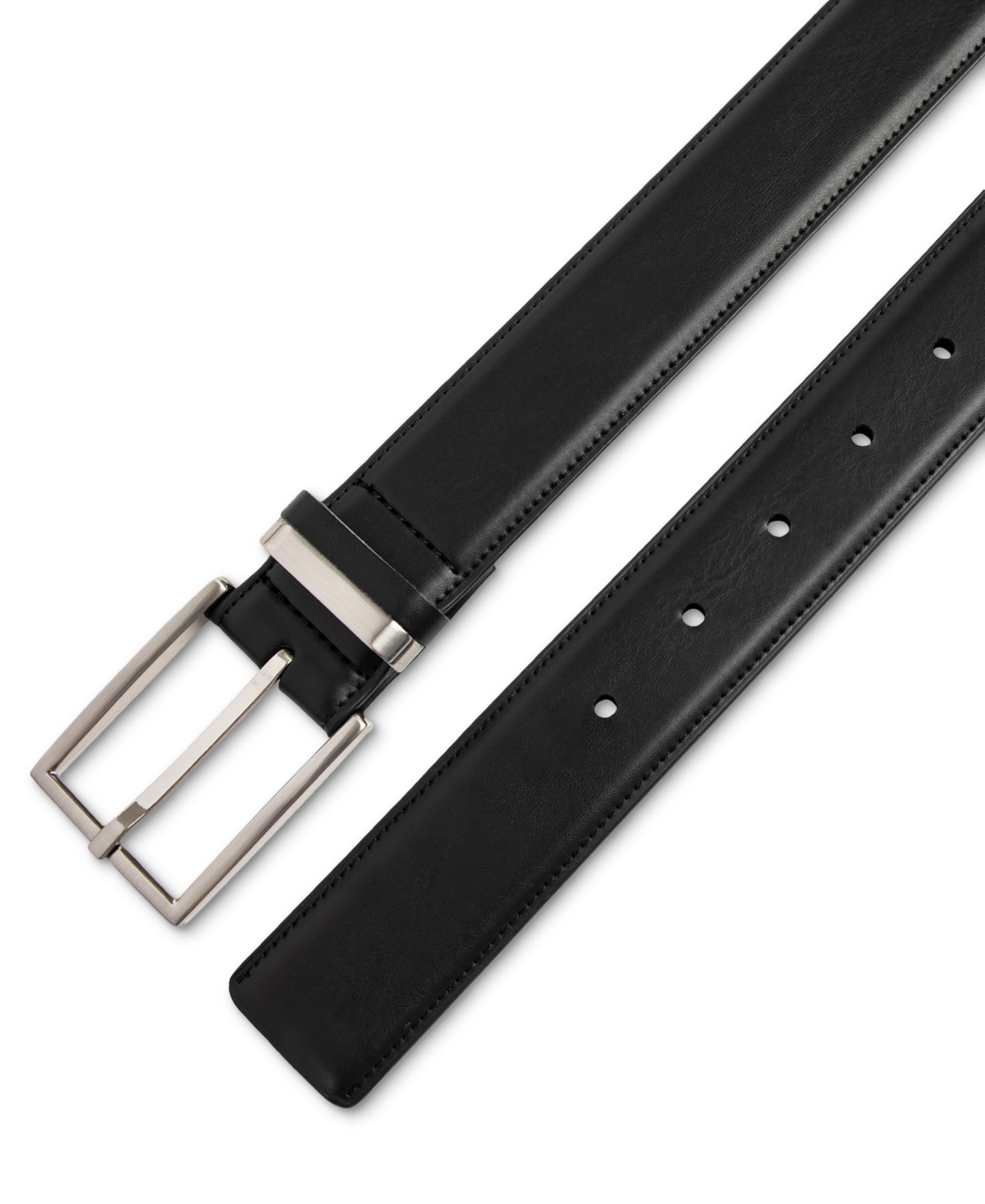 Мужской ремень Alfani Burnished Edge and Metal Loop Dress Belt, цвет: Чёрный — фото 3