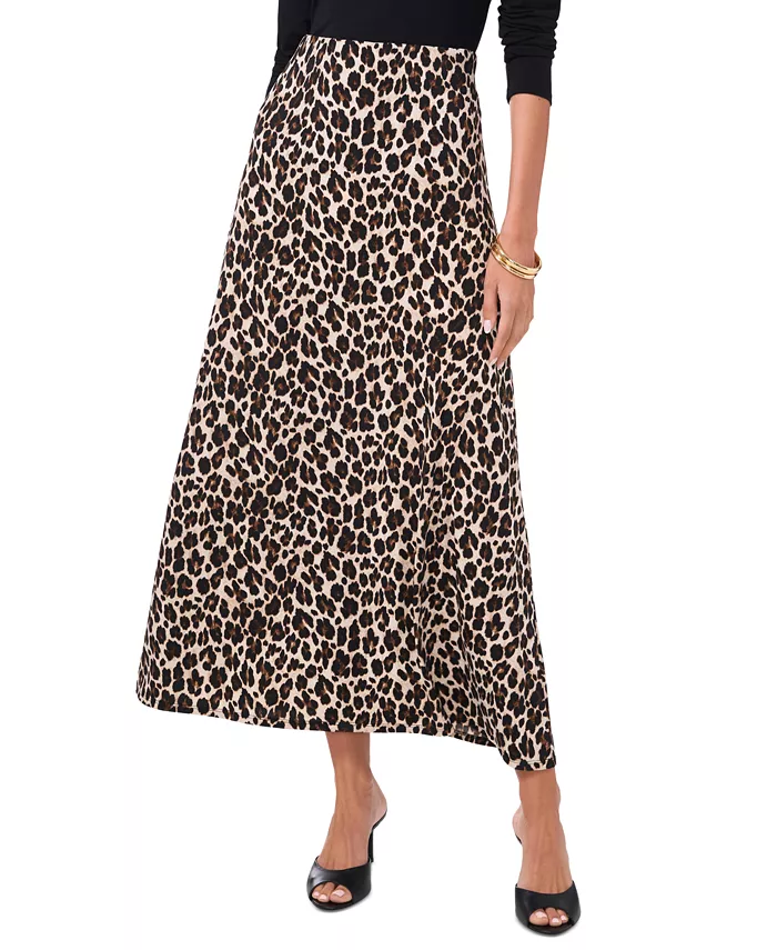 Women's Pull-On A-Line Cheetah Print Midi Skirt