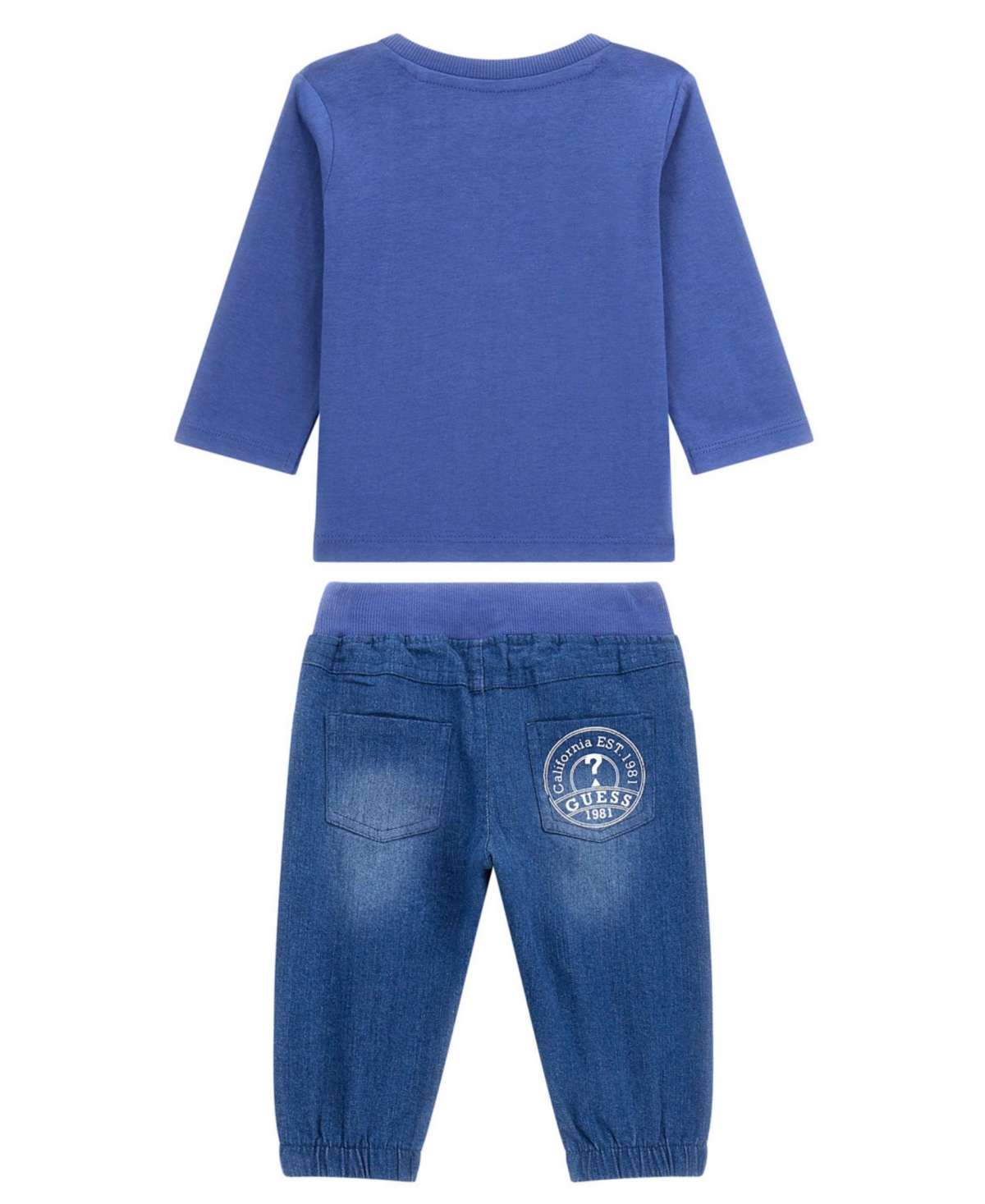 Guess Baby Boy Long Sleeve T-Shirt and Stretch Denim Bottom Set