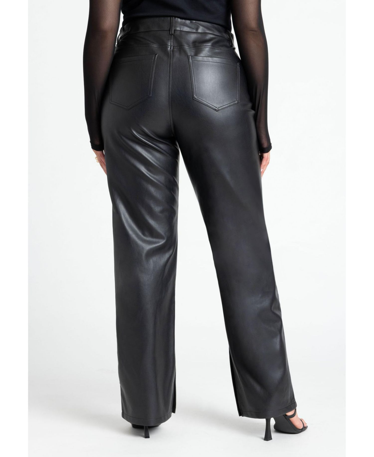 Women's Slit Hem Faux Leather Pant
