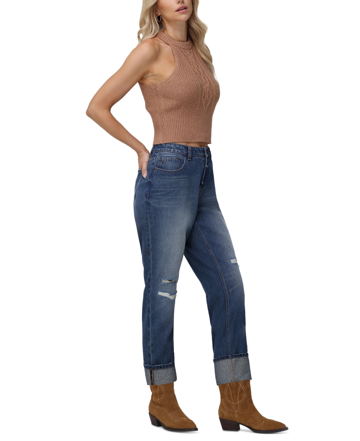Frye Women's Cropped Cable-Knit Halter Tank Sweater