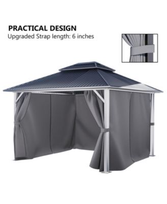 Gazebo Curtain Replacement - Universal 4-Panel Sidewalls 10' x 13', Patio Privacy Curtains with Double Zipper, UV Resistant, Perfect for Outdoor Canopy, Garden, and Backyard (Curtain Only) Grey
