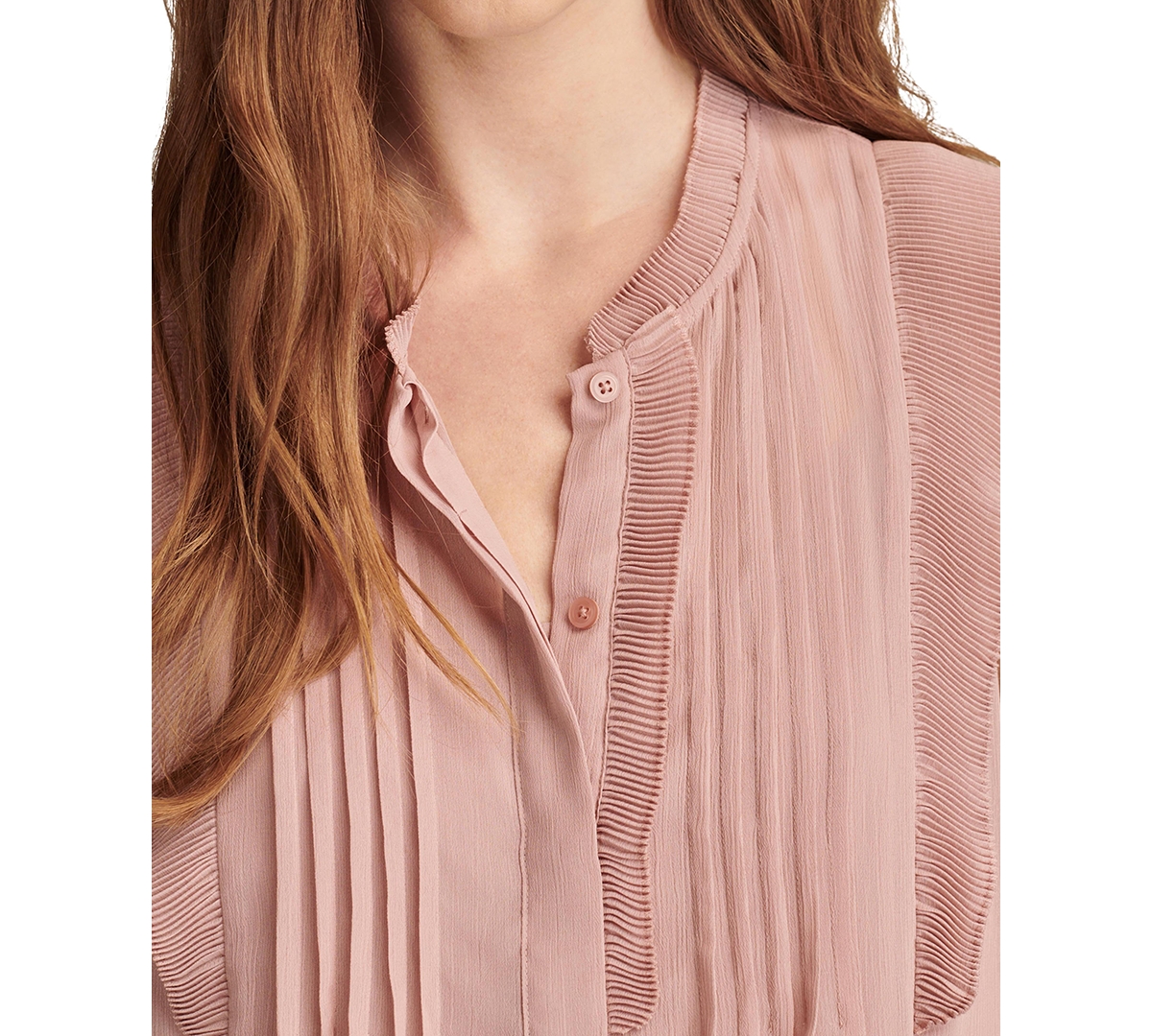 Lucky Brand Women's Pleated Pintucked Sleeveless Blouse