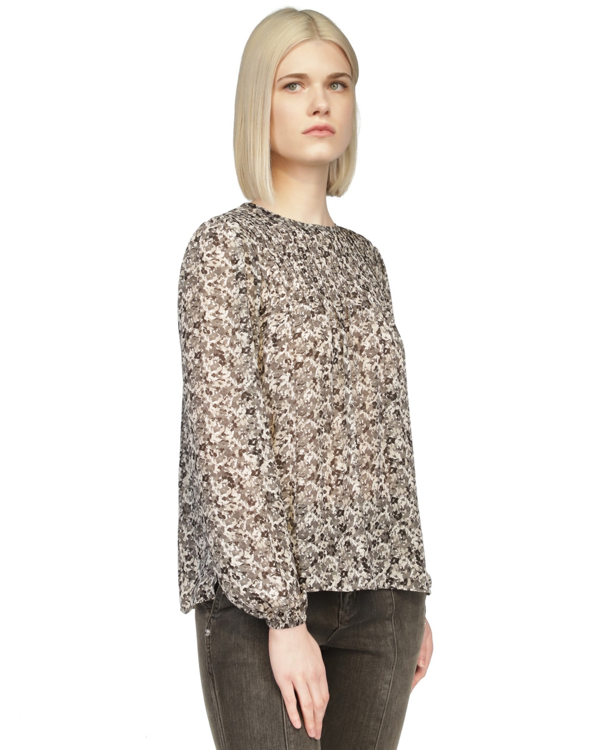 Michael Michael Kors Women's Long-Sleeve Pin-Tuck Top