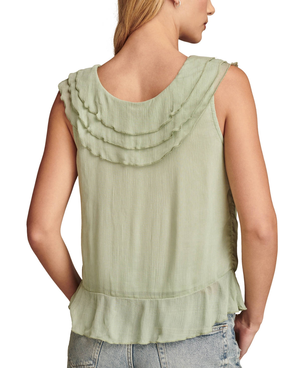 Lucky Brand Women's Ruffled Chiffon Sleeveless Top