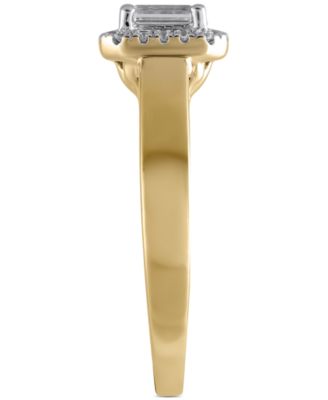 Diamond Emerald-Cut Halo Engagement Ring (1/2 ct. t.w.) in 14k Gold