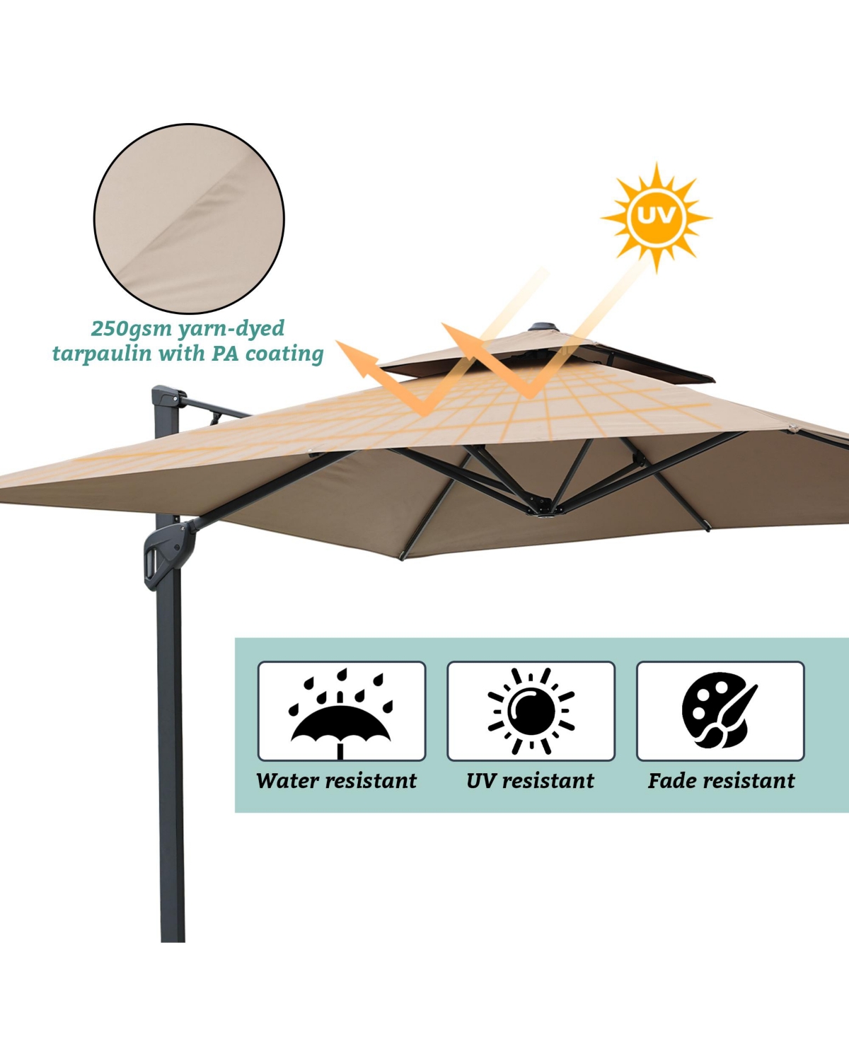 Boyel Living ft. Square Aluminum and Steel Cantilever Outdoor Patio Umbrella with Cover and Base