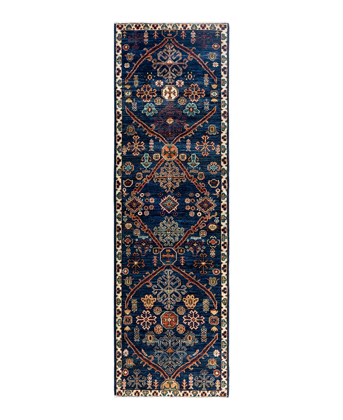 Adorn Hand Woven Rugs Serapi M1993 2'6"x8'2" Runner Area Rug In Blue