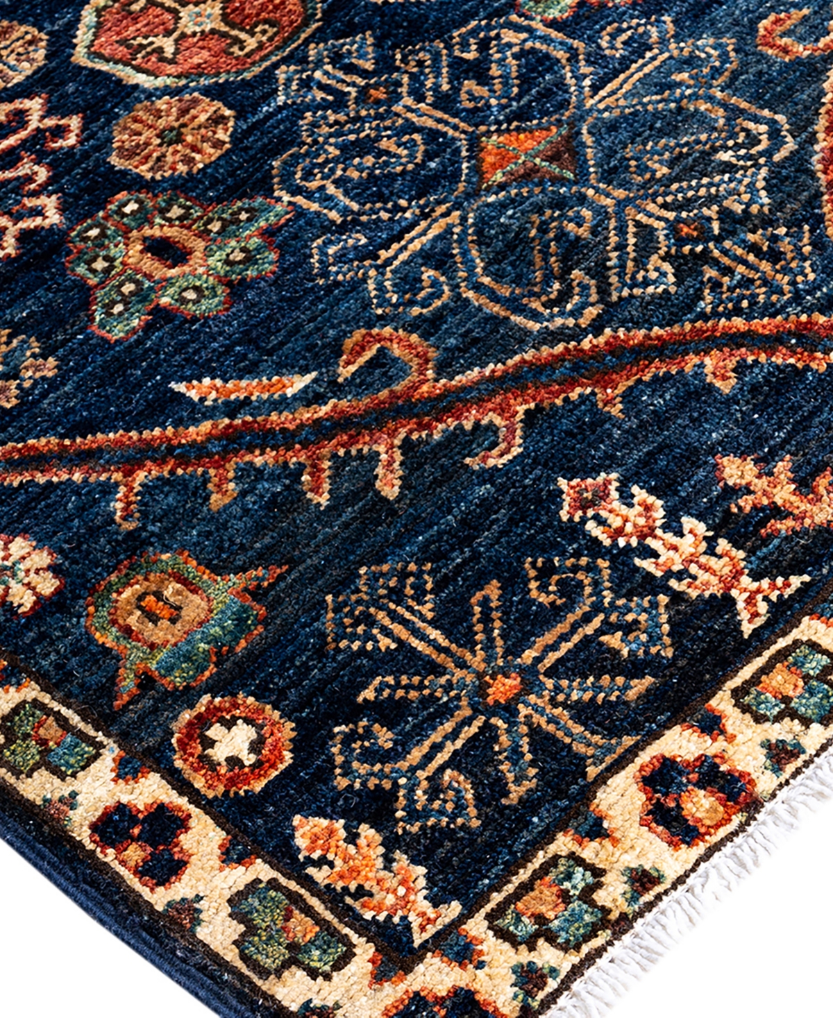 Adorn Hand Woven Rugs Serapi M1993 2'6"x8'2" Runner Area Rug In Blue