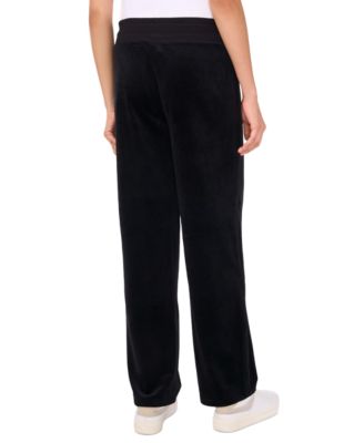 Women's Velour Drawstring-Waist Straight-Leg Pants