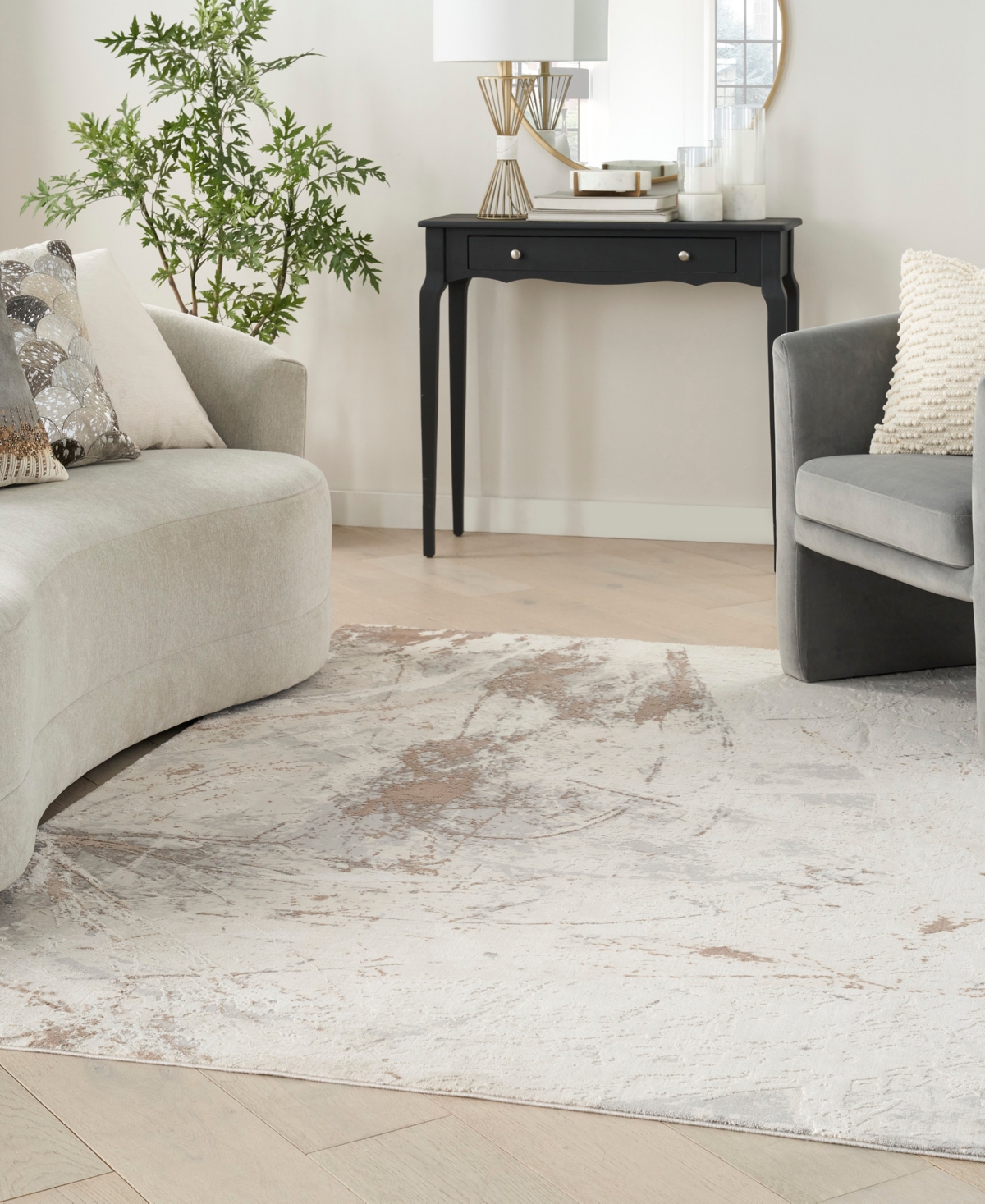 Nourison Home Desire Dsr04 5'3"x7'3" Area Rug In Cream,gray