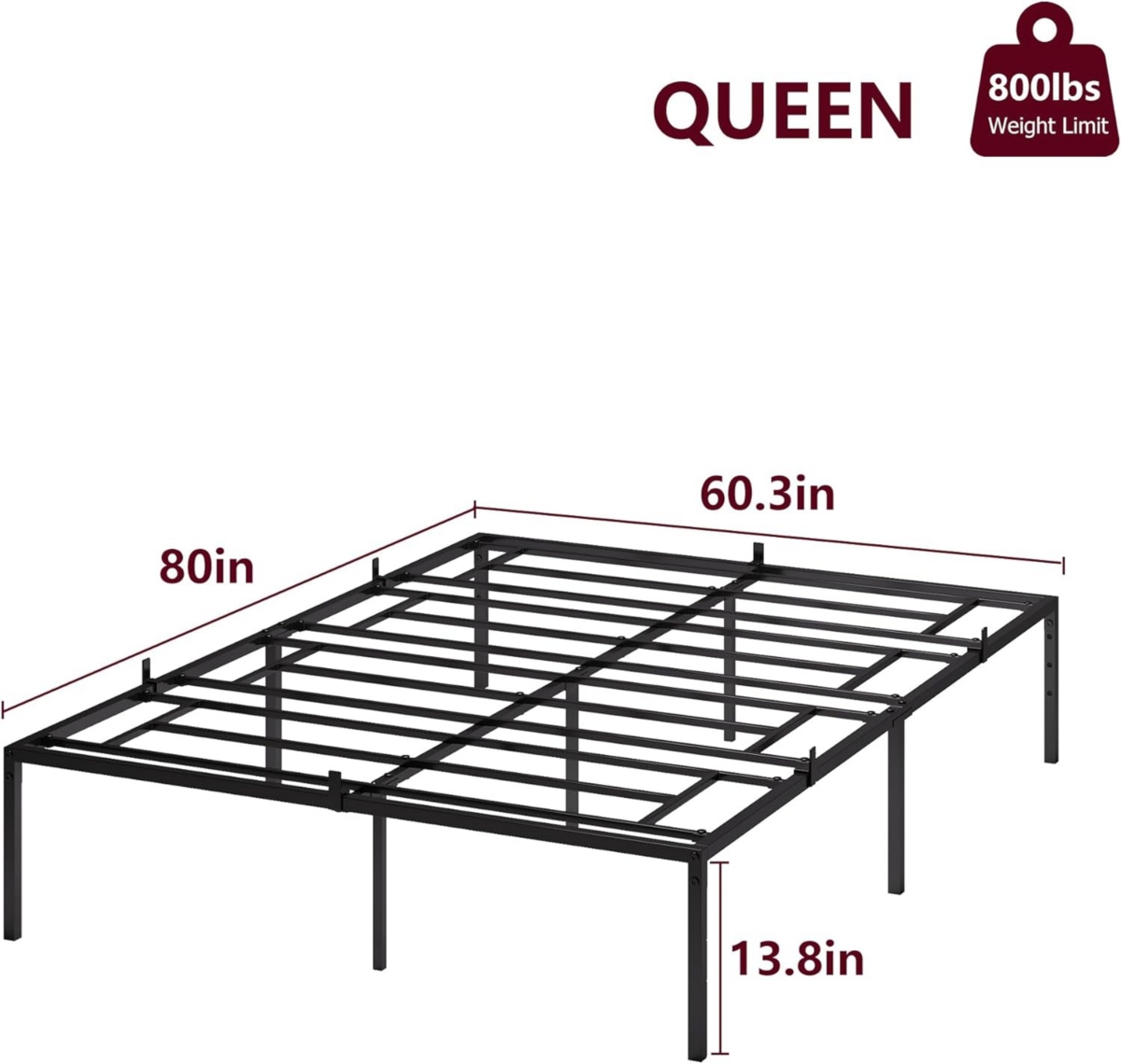 gaomon Metal Bed Frame, 14 Inch Simple Platform Bed Frame, Sturdy Heavy Duty Frame Bed Mattress Foundation, No Box Spring Needed, Easy Assembly