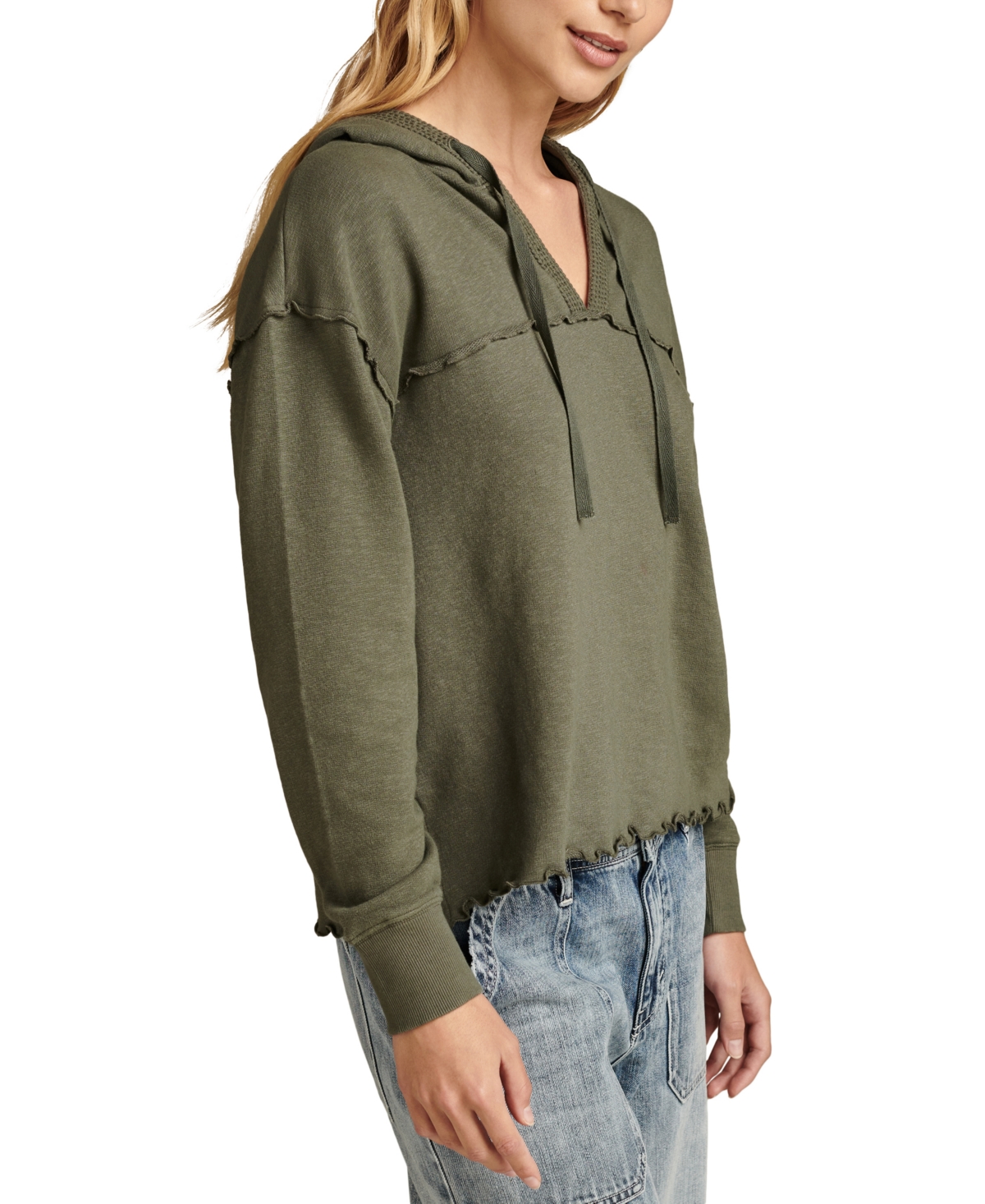Lucky Brand Women's Lettuce-Edge Knit Hoodie