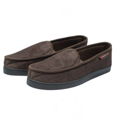 Men's Wide Slippers Steve Moccasin House Shoes Memory Foam Insole Corduroy Slip-On Terry Lining Indoor Outdoor Non-Slip Rubber Outsole