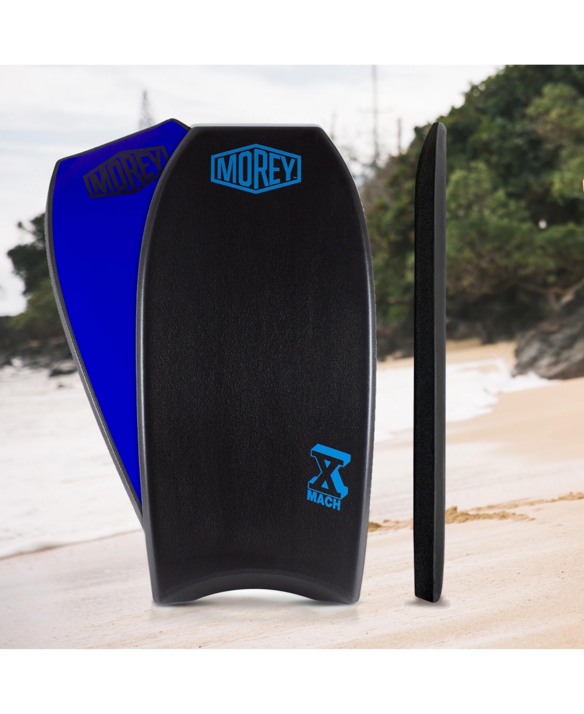 Morey Mach 10 Bodyboard, Crescent Tail Body Board with X-Flex Polypro Core - 2PACK -blue