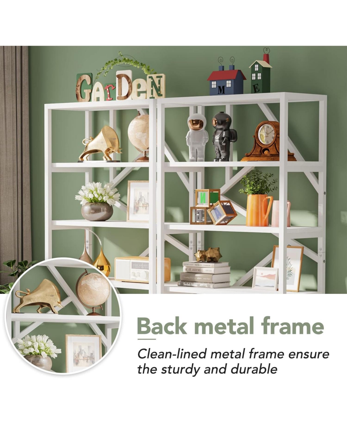 Tribesigns Industrial Bookshelf, 6 Shelf Etagere Bookcase, Free Standing Open Book Shelves Storage Display Shelf, Wood Shelving Units Organizer Ra