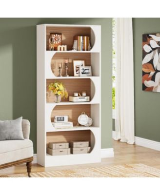 Modern 5-Tier Bookcase, 71-Inch Tall Freestanding Bookshelf with Storage Shelves, Large Open Bookcases Wood Display Shelving Unit