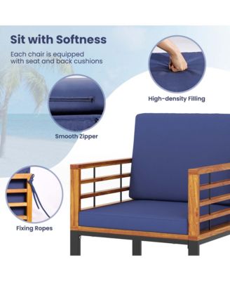 7pcs Patio Acacia Wood Dining Chair & Table Set Heavy-Duty Space-Saving Outdoor