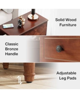 Slim, Solid Wood, End Table with Drawers – Fully Assembled Nightstand for Small Spaces in Bedroom or Living Room.