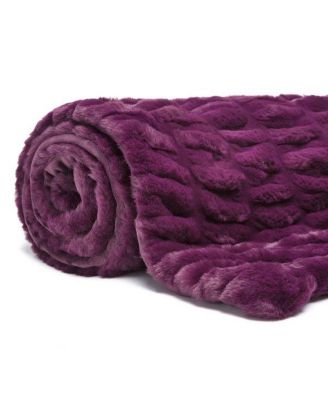 Premium Ruched Faux Fur & Mink Reversible Blanket, Throw