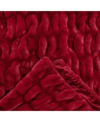 Premium Ruched Faux Fur & Mink Reversible Blanket, Throw
