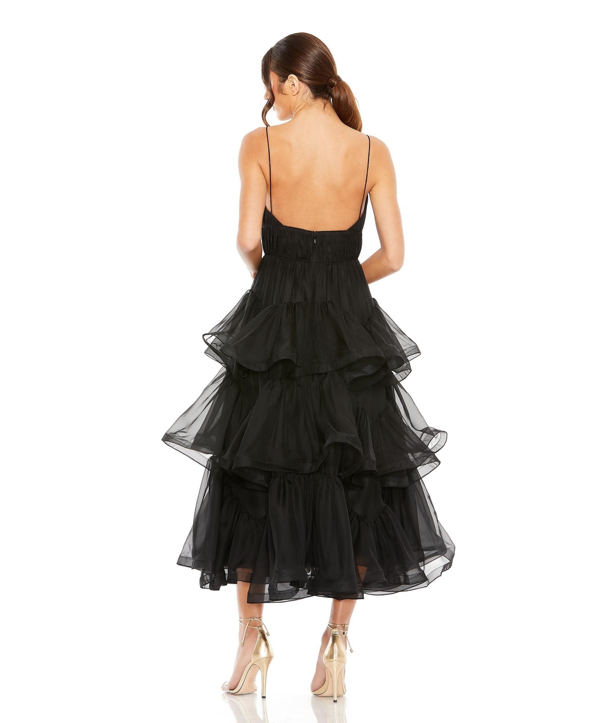 Mac Duggal Women's Tiered V-Neck Dress