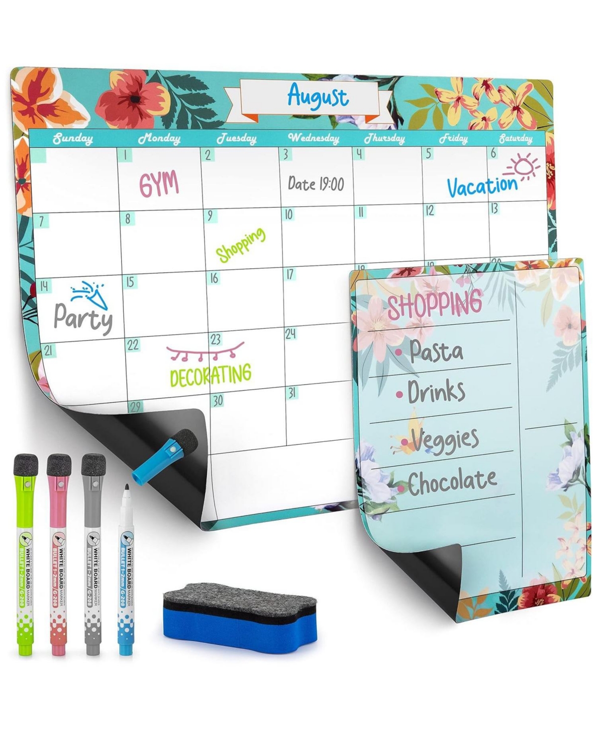 Zulay Kitchen Magnetic Dry Erase Calendar Whiteboard Kit For Fridge