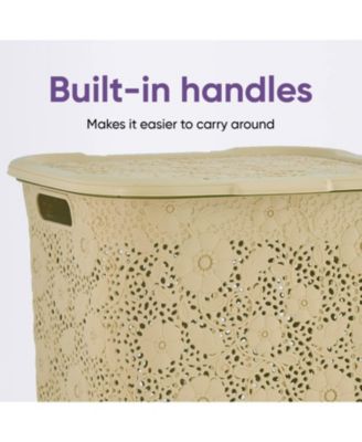 Elegant Lace Hamper 50 L Beige Laundry Hamper &amp; Organizer